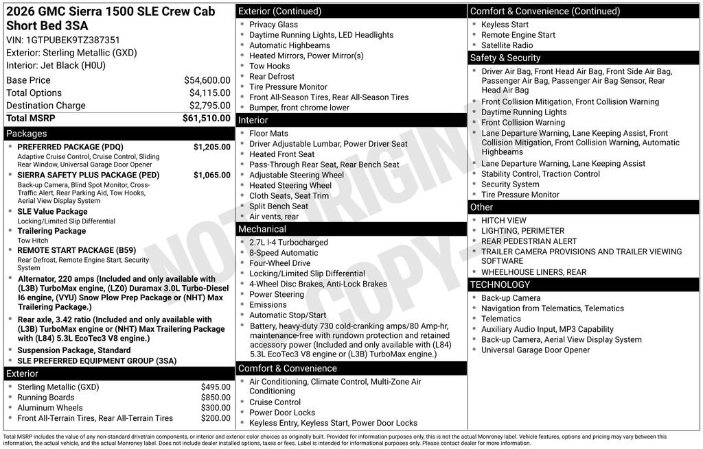New 2026 GMC Sierra 1500 SLE w/ Preferred Package AWD/4WD image 26