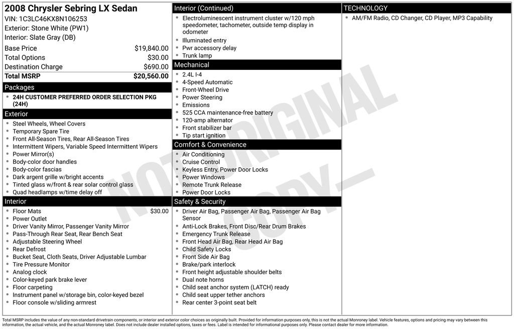 Used 2008 Chrysler Sebring LX image 4