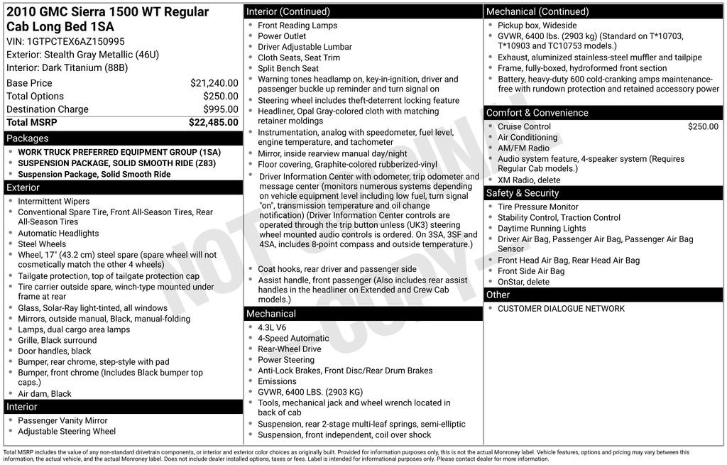 Used 2010 GMC Sierra 1500 W/T RWD image 2