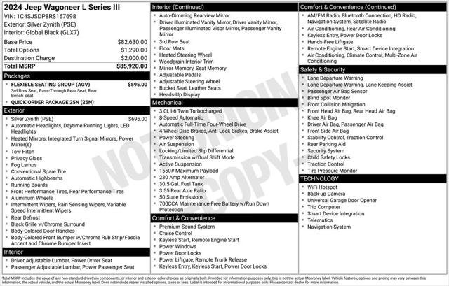 Certified 2024 Jeep Wagoneer L Series III w/ Flexible Seating Group AWD/4WD image 8