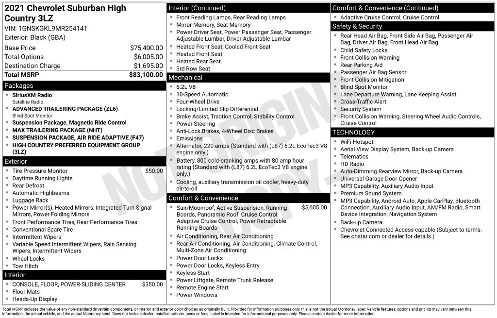 Certified 2021 Chevrolet Suburban High Country AWD/4WD image 42