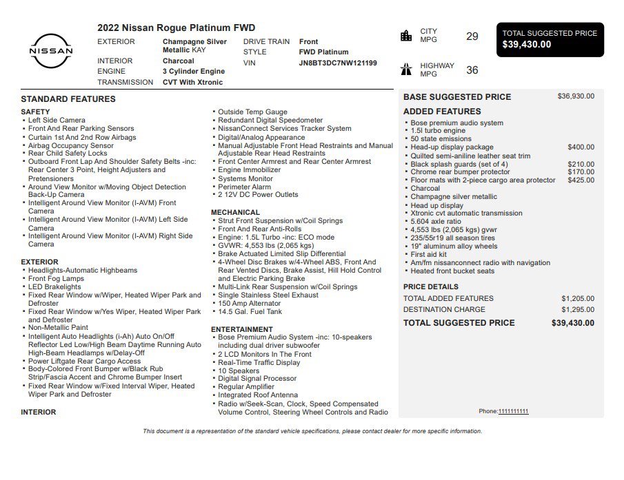 Used 2022 Nissan Rogue Platinum w/ Head-Up Display Package image 35