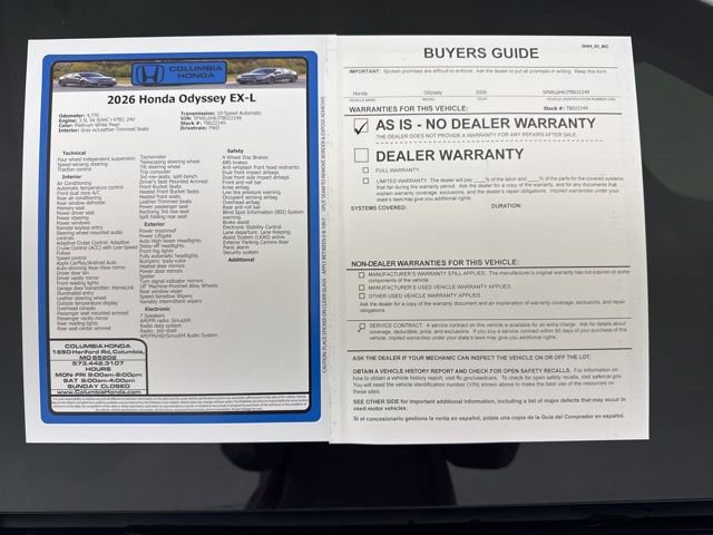 Certified 2026 Honda Odyssey EX-L image 37