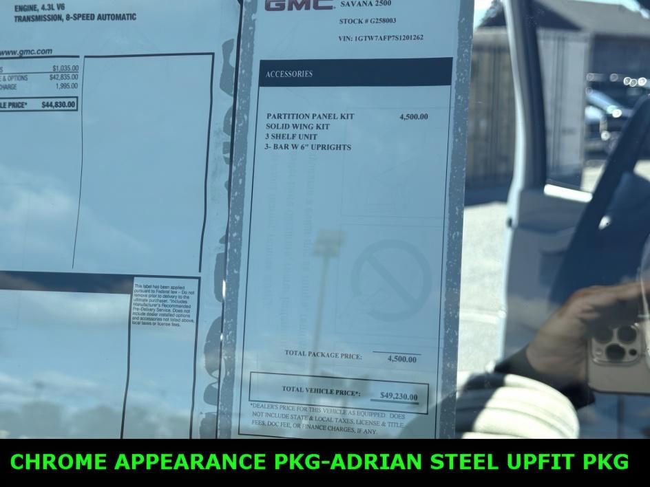 New 2025 GMC Savana 2500 w/ Chrome Appearance Package RWD image 18