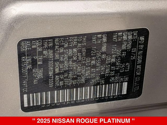 Certified 2025 Nissan Rogue Platinum w/ Tech Package AWD/4WD image 46