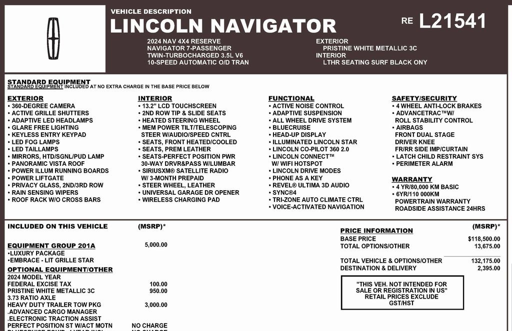 Used 2024 Lincoln Navigator Reserve w/ Equipment Group 201A image 3