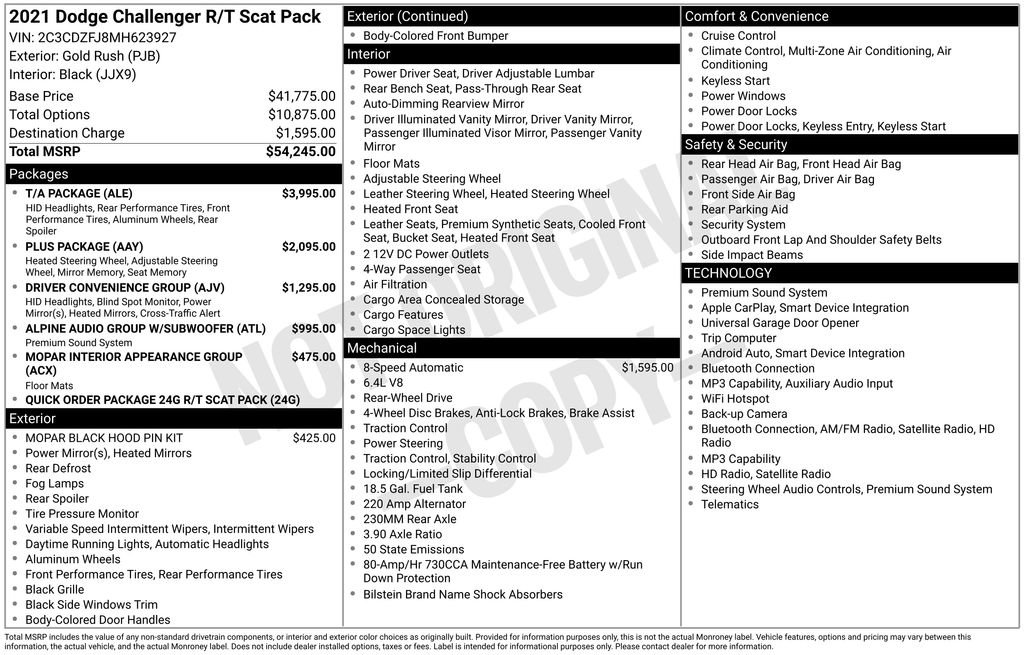 Used 2021 Dodge Challenger R/T Scat Pack w/ T/A Package RWD image 35