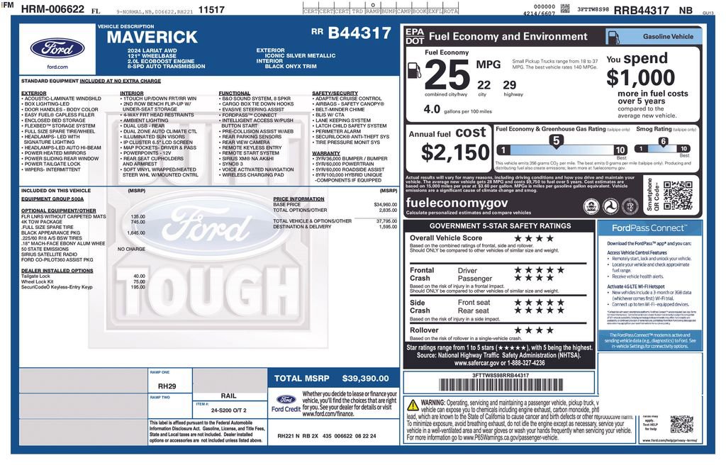 New 2024 Ford Maverick Lariat w/ Black Appearance Package AWD/4WD image 4