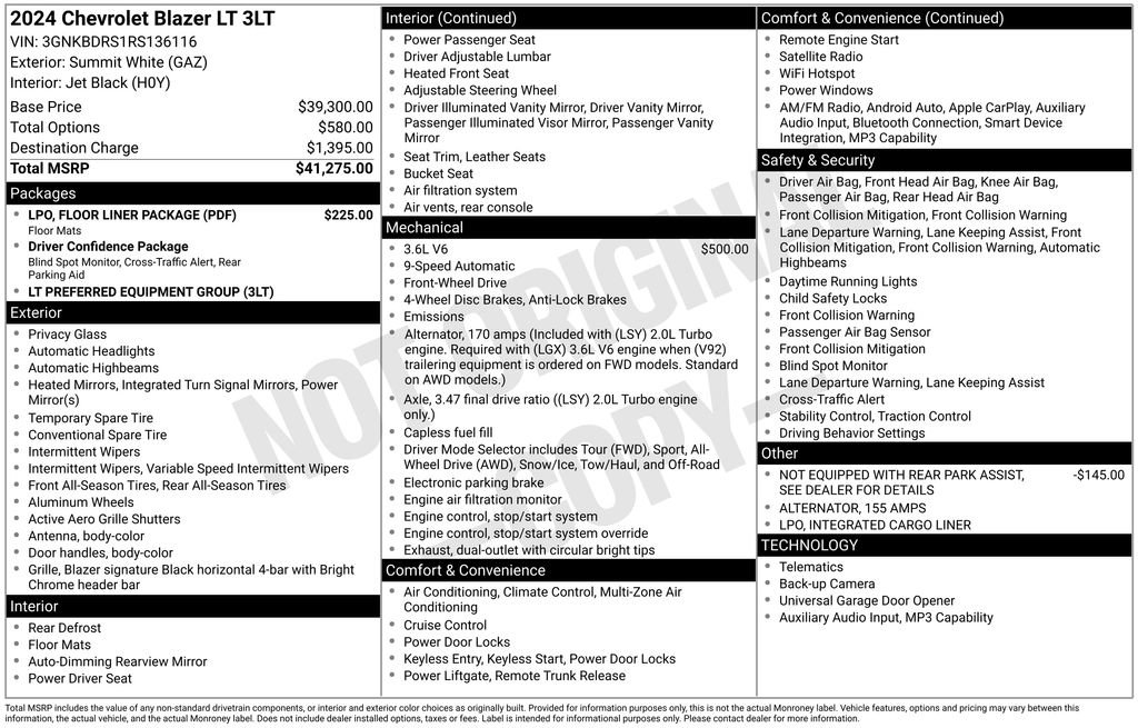 Certified 2024 Chevrolet Blazer LT w/ LPO, Floor Liner Package image 6