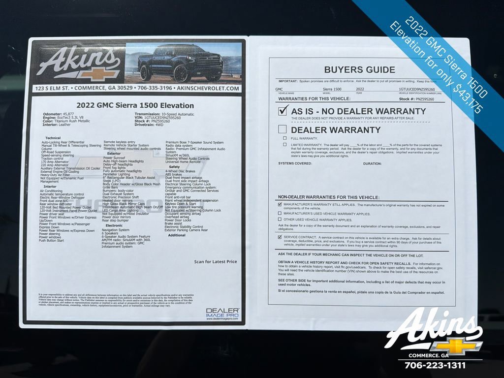 Used 2022 GMC Sierra 1500 Elevation w/ Elevation Premium Package AWD/4WD image 12