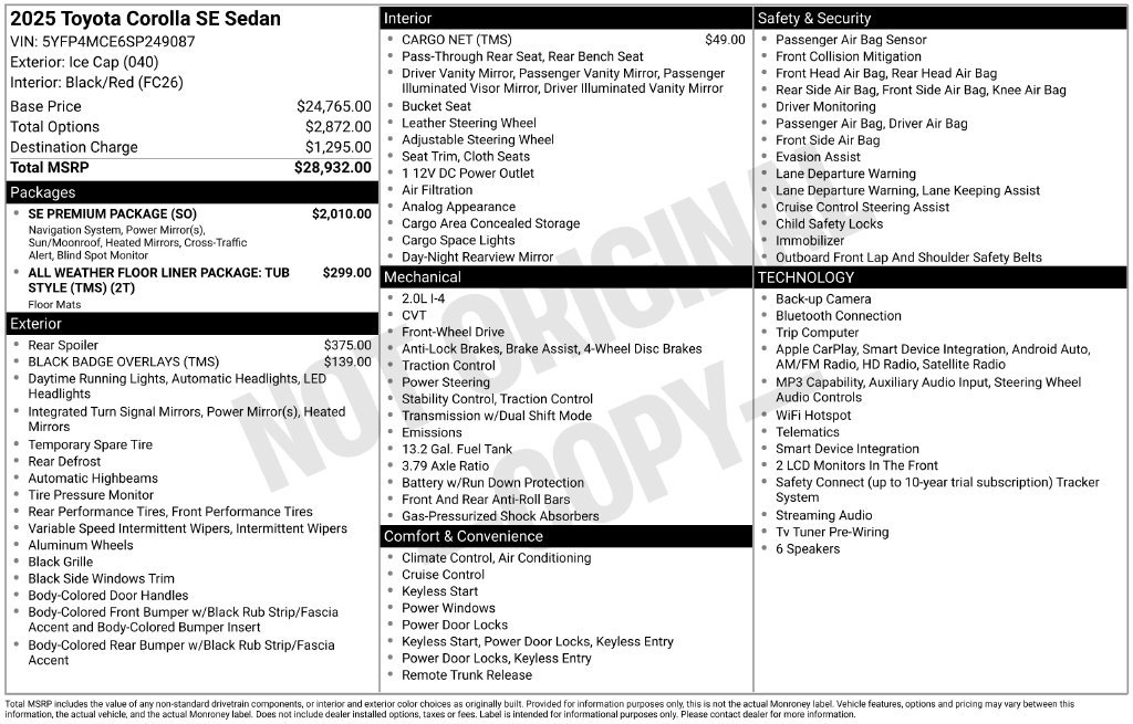 Certified 2025 Toyota Corolla SE FWD image 33
