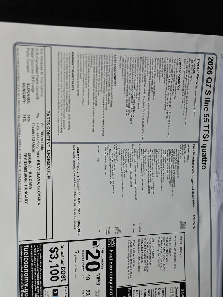 New 2026 Audi Q7 3.0T Prestige AWD/4WD image 26