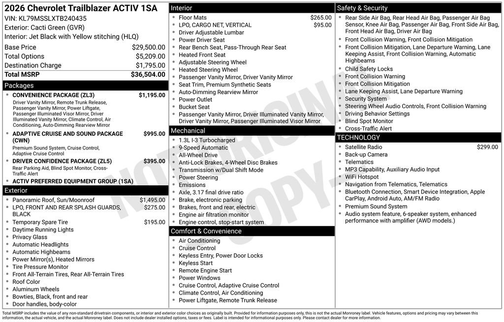 New 2026 Chevrolet TrailBlazer ACTIV w/ Convenience Package AWD/4WD image 4