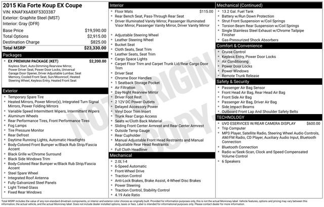 Used 2015 Kia Forte Koup EX w/ EX Premium Package FWD image 9