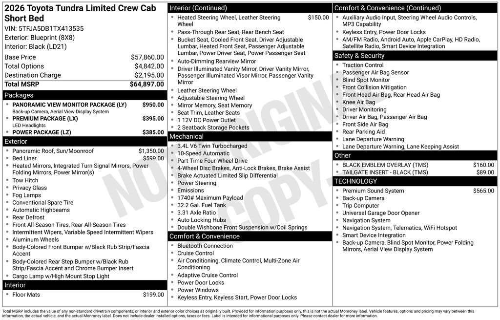 New 2026 Toyota Tundra Limited AWD/4WD image 7