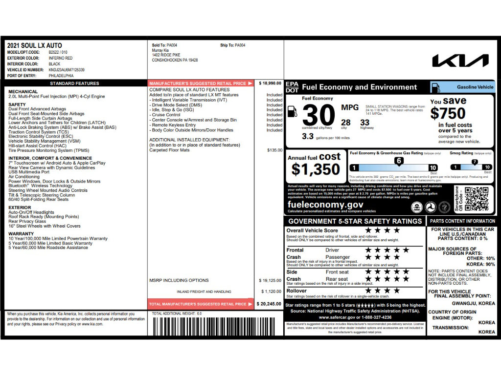 Certified 2021 Kia Soul LX FWD image 9