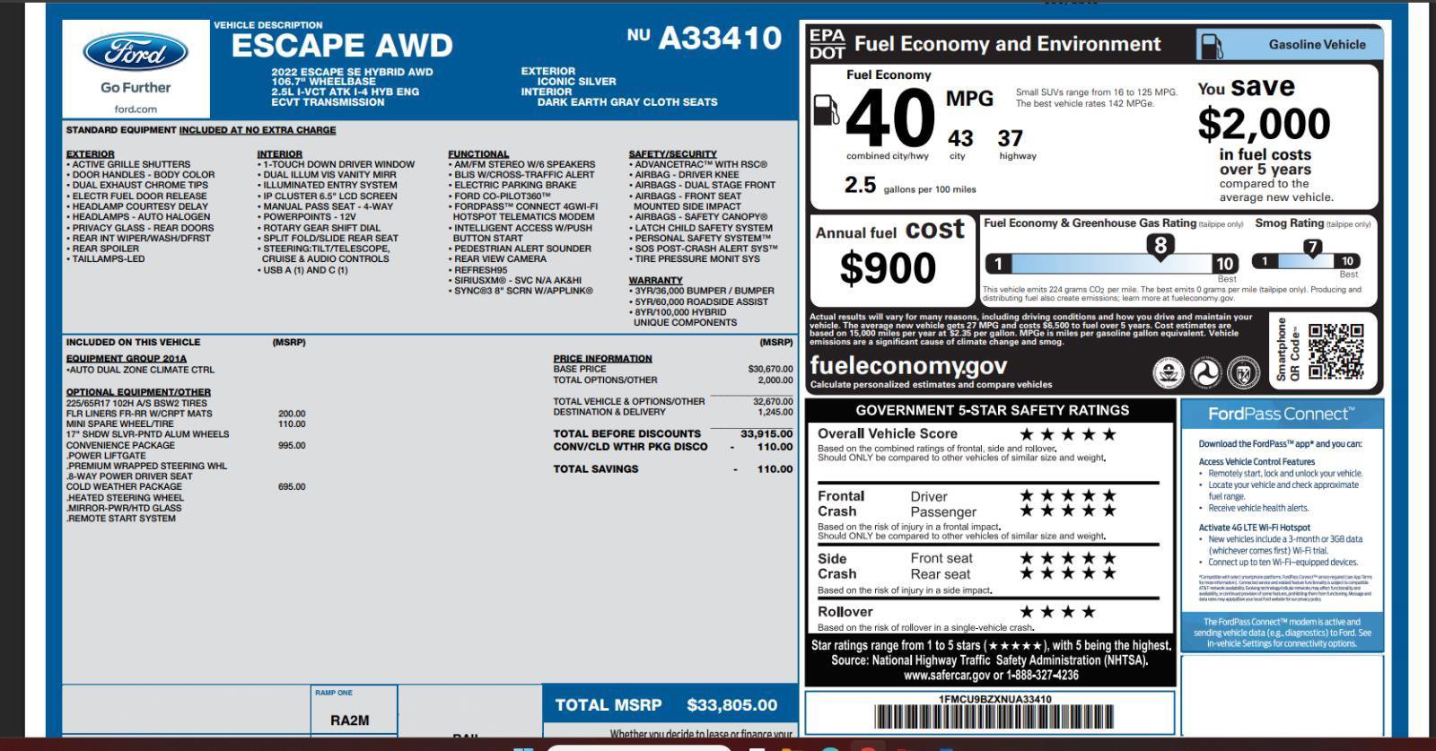 Used 2022 Ford Escape SE w/ Convenience Package image 4