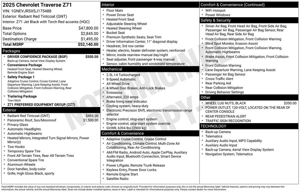 Used 2025 Chevrolet Traverse Z71 w/ Driver Confidence Package image 6