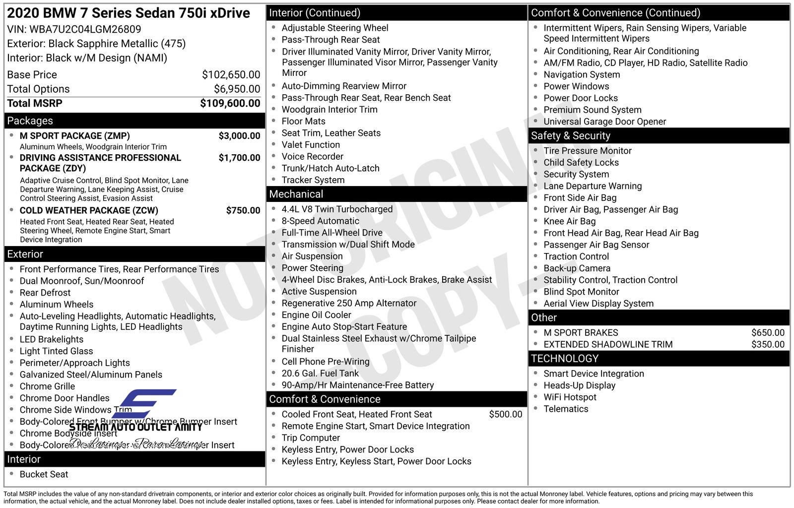 Used 2020 BMW 750i xDrive w/ M Sport Package image 53