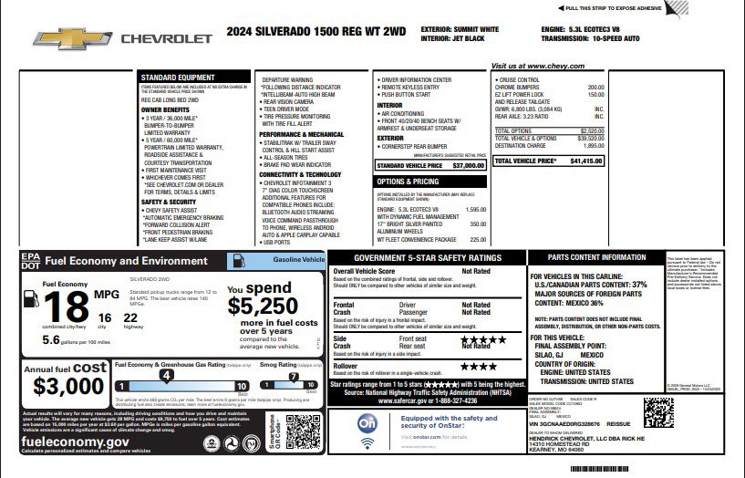 Used 2024 Chevrolet Silverado 1500 W/T w/ WT Fleet Convenience Package image 4