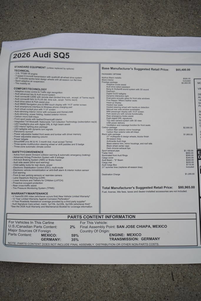 New 2026 Audi SQ5 Prestige AWD/4WD image 8
