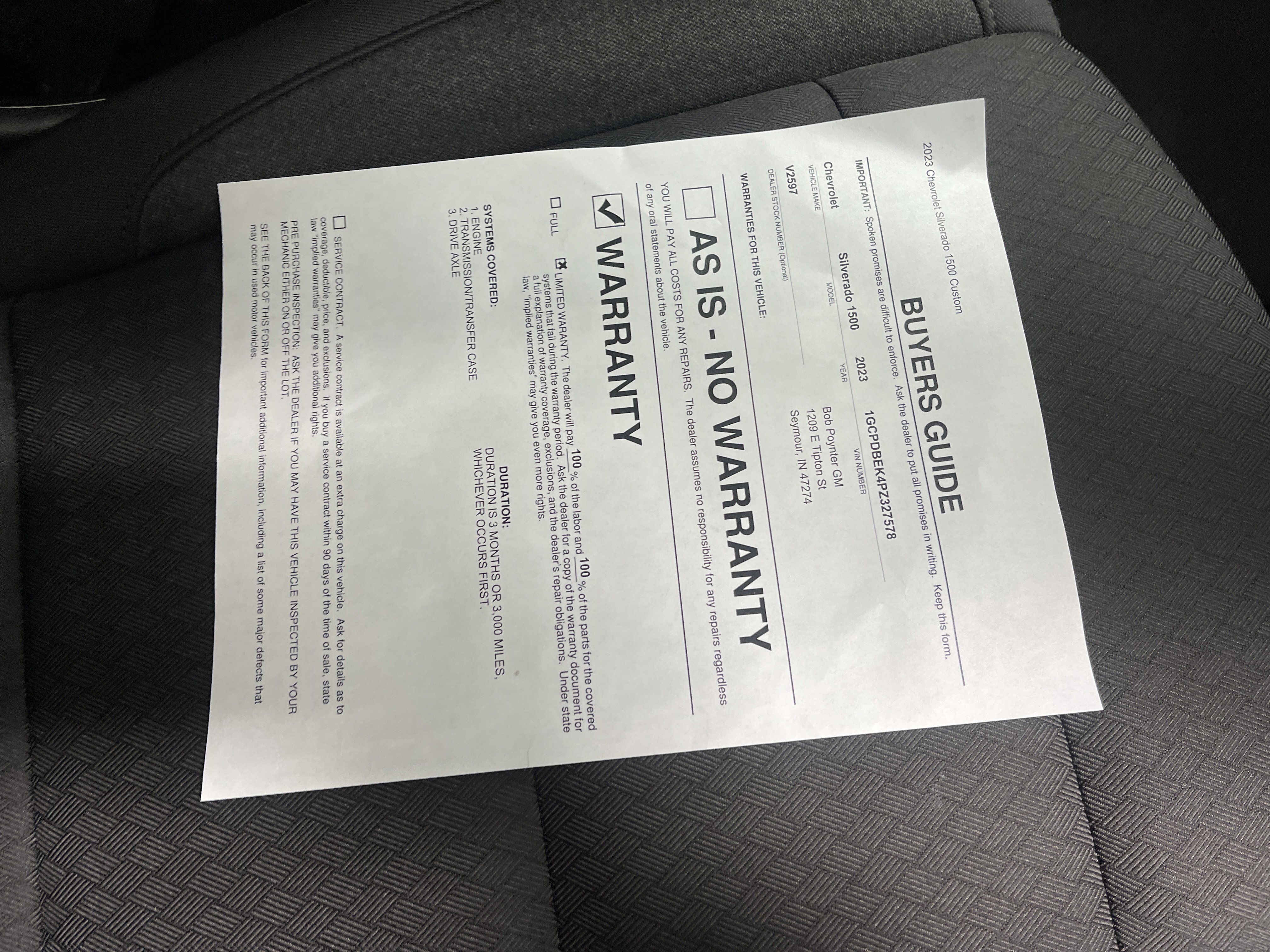 Used 2023 Chevrolet Silverado 1500 Custom w/ 2.7L Blackout Package image 26