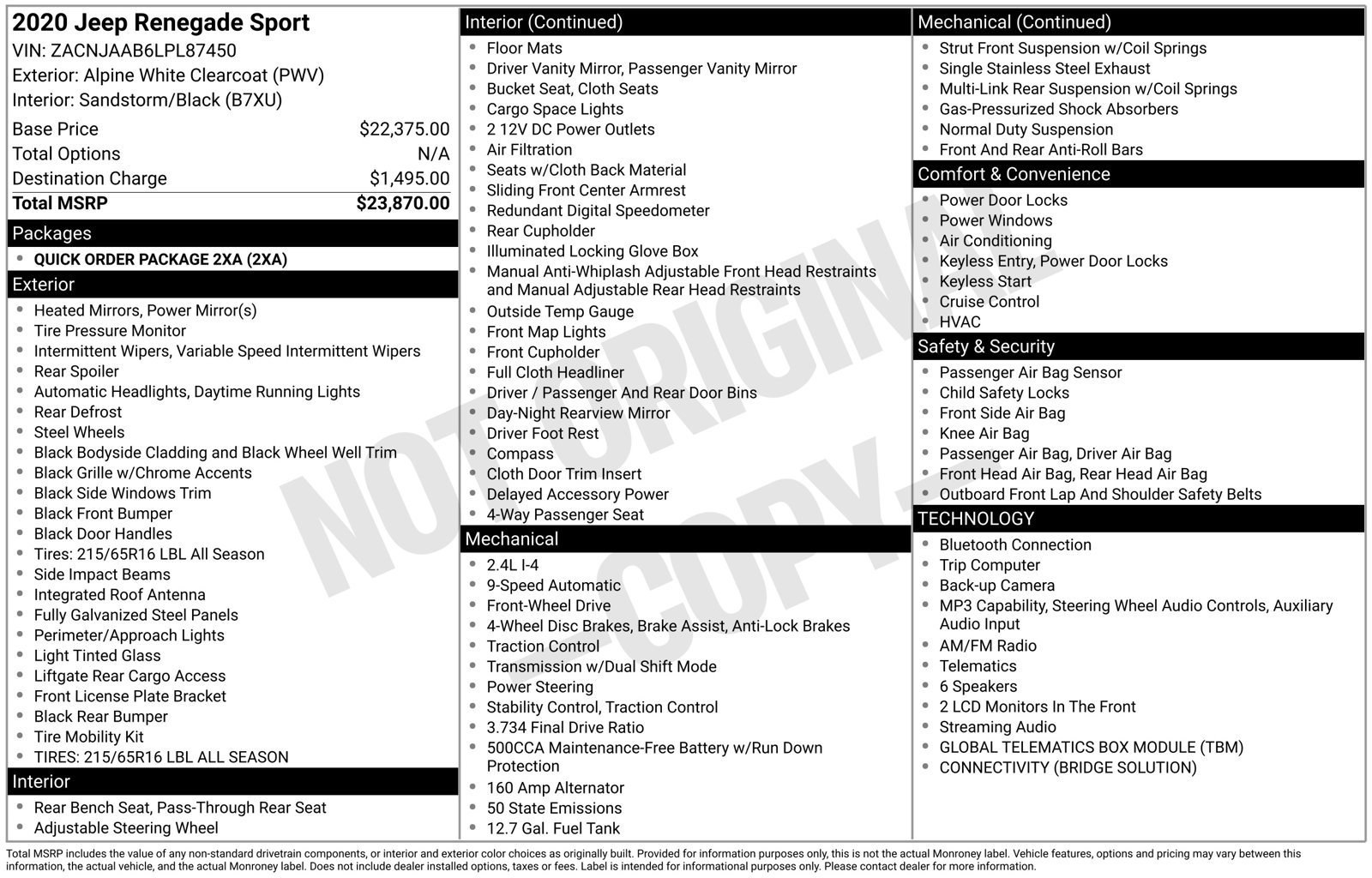 Used 2020 Jeep Renegade Sport FWD image 14