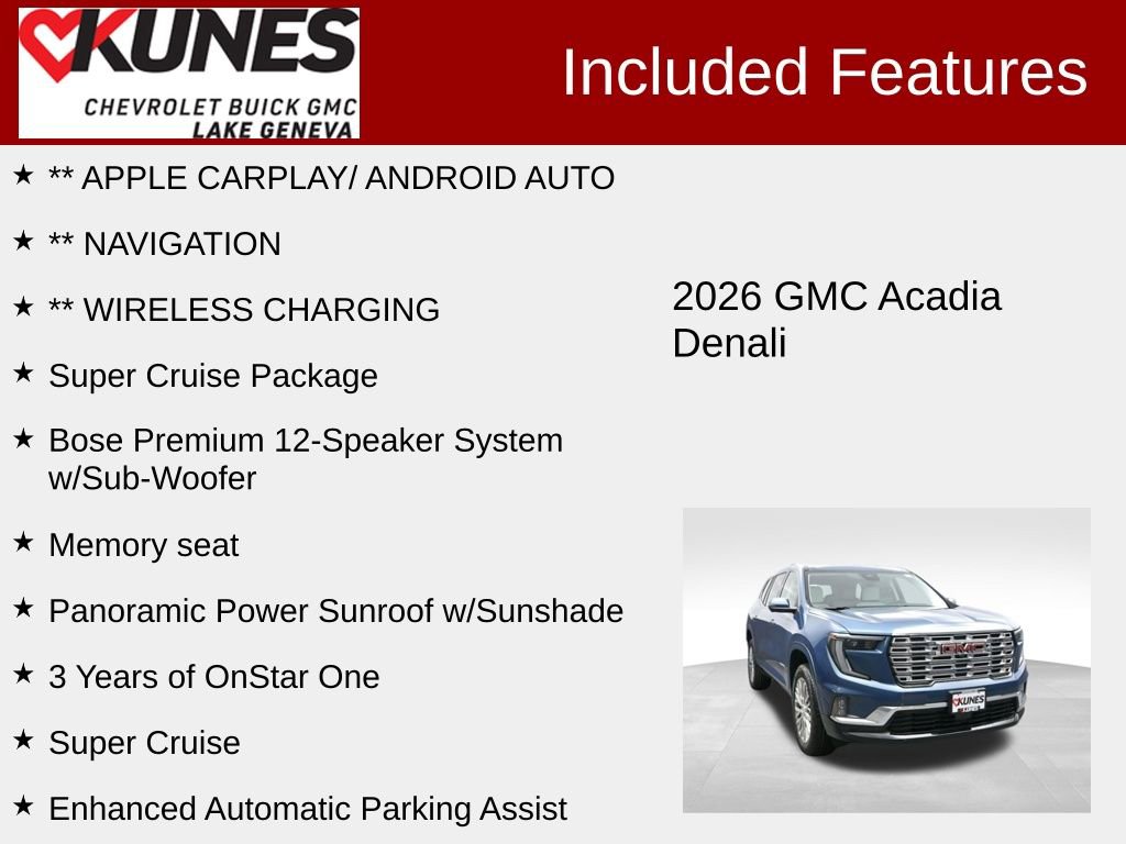 New 2026 GMC Acadia Denali w/ Super Cruise Package image 2
