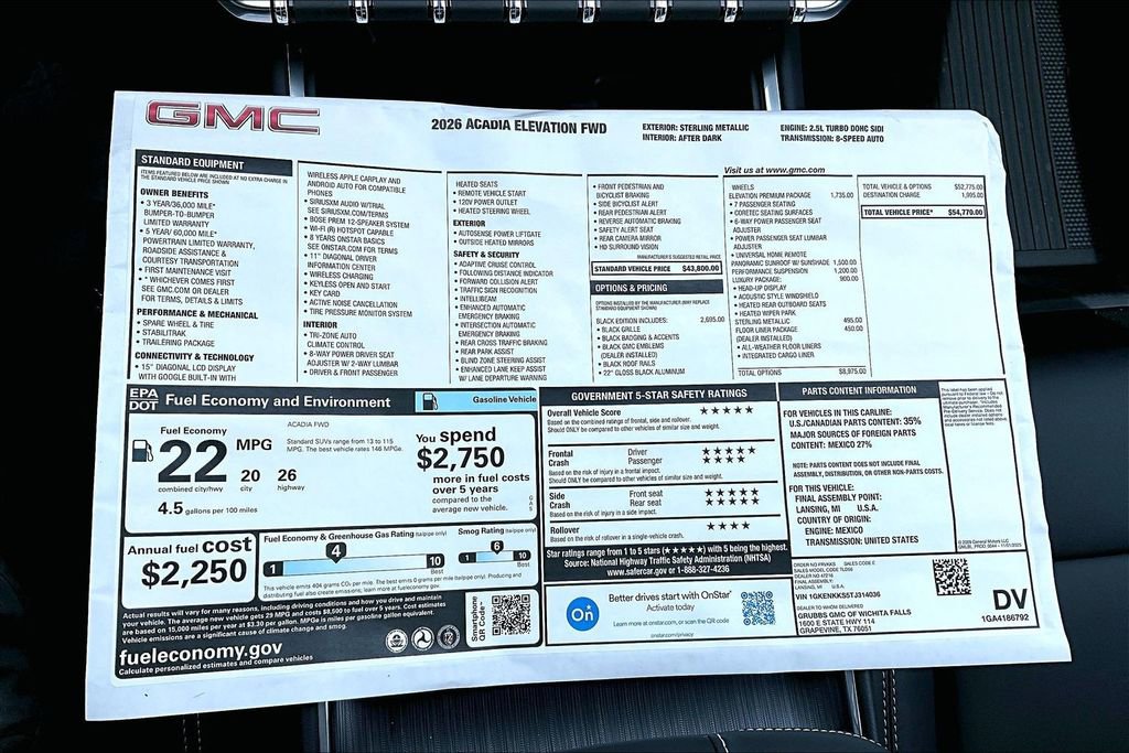 New 2026 GMC Acadia Elevation w/ Black Edition FWD image 32