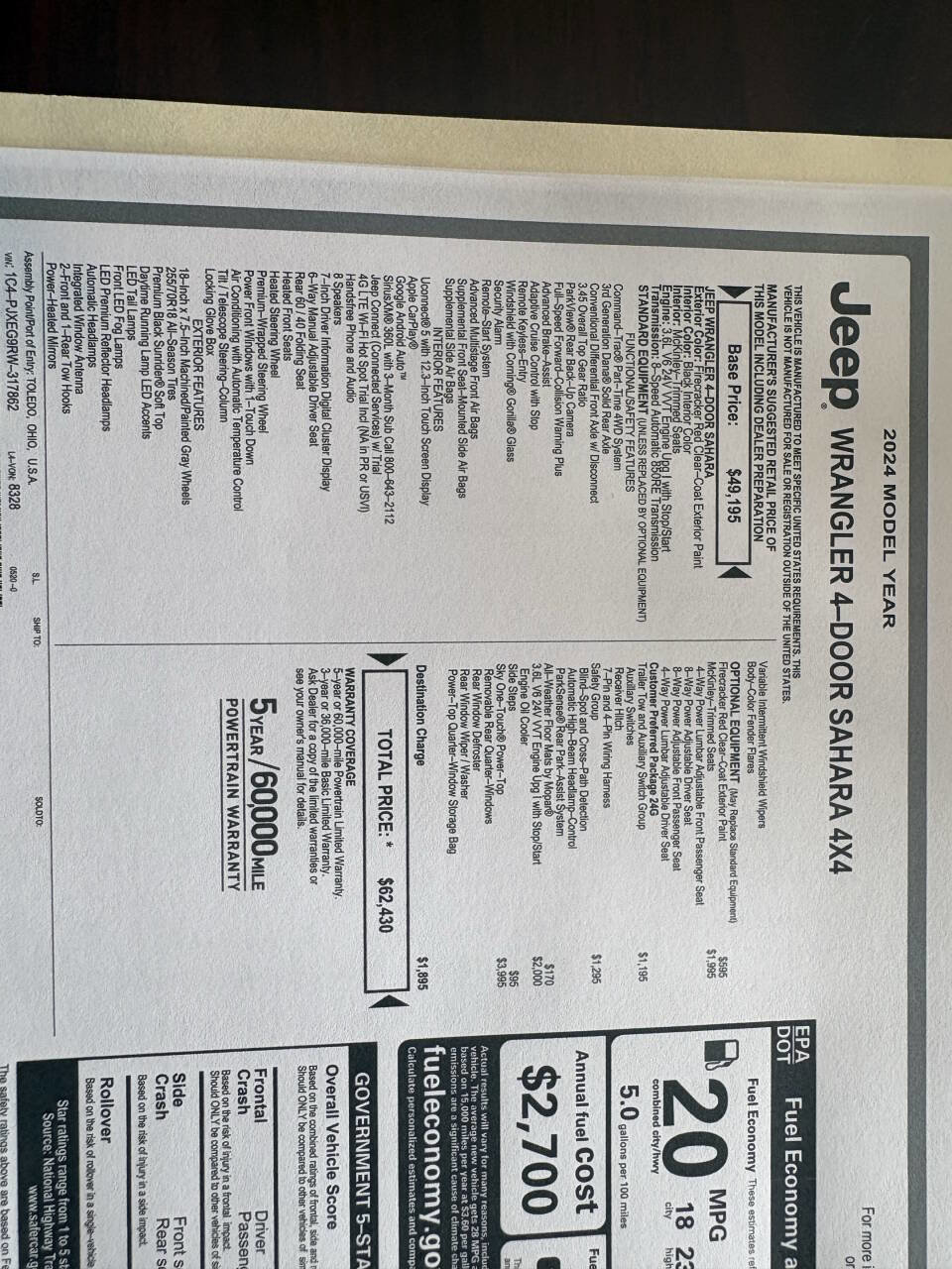 Used 2024 Jeep Wrangler Unlimited Sahara w/ Safety Group AWD/4WD image 51