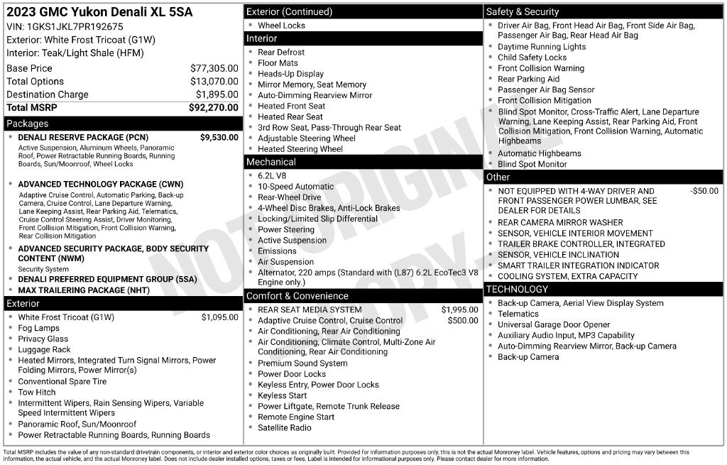 Used 2023 GMC Yukon XL Denali w/ Denali Reserve Package RWD image 10