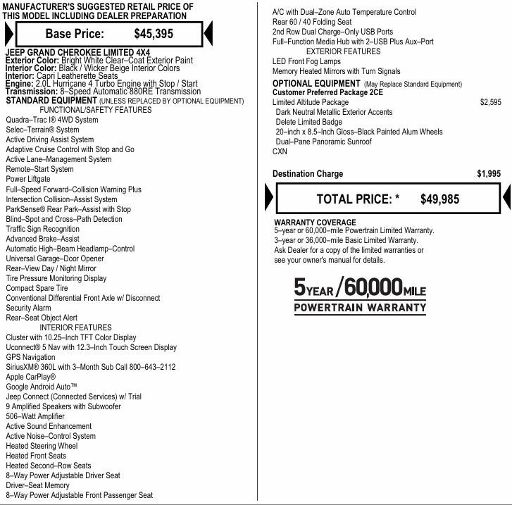 New 2026 Jeep Grand Cherokee Limited w/ Limited Altitude Package image 2