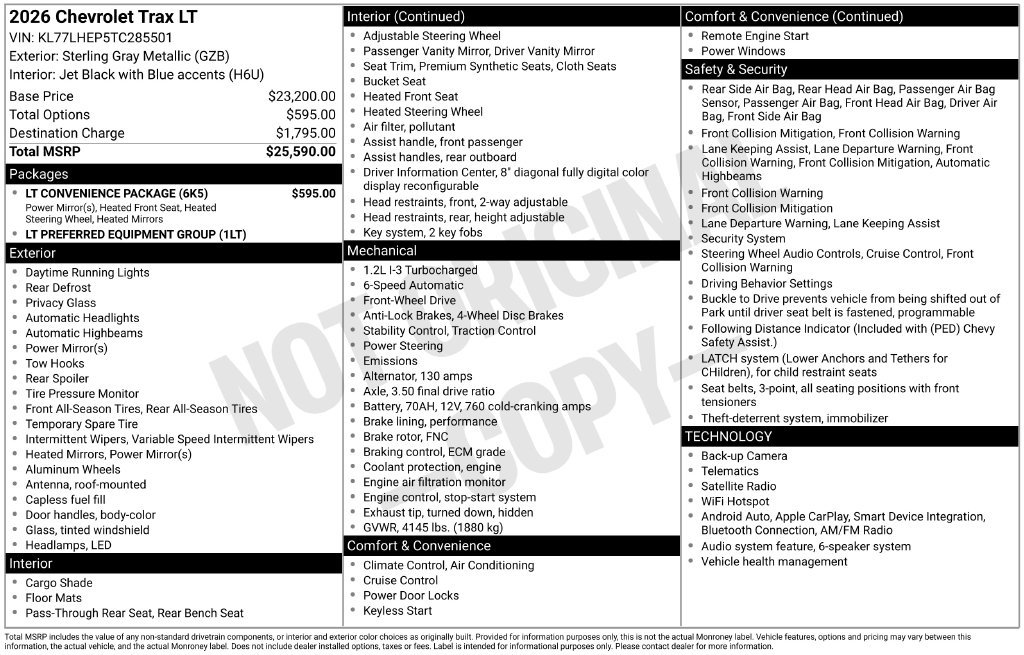 New 2026 Chevrolet Trax LT w/ LT Convenience Package FWD image 3