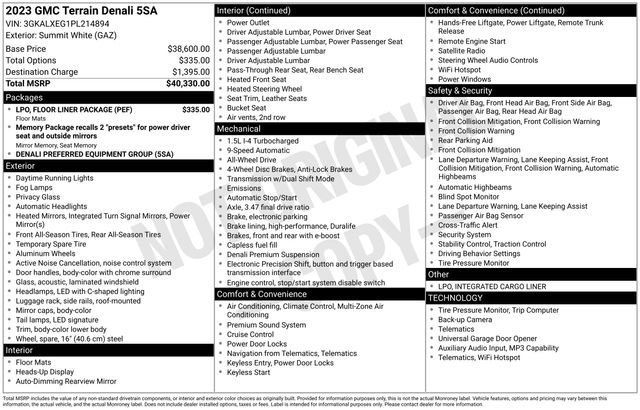 Used 2023 GMC Terrain Denali w/ LPO, Floor Liner Package AWD/4WD image 7