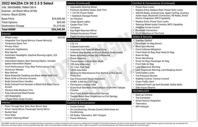 Used 2022 MAZDA CX-30 AWD 2.5 S w/ Select Package image 34