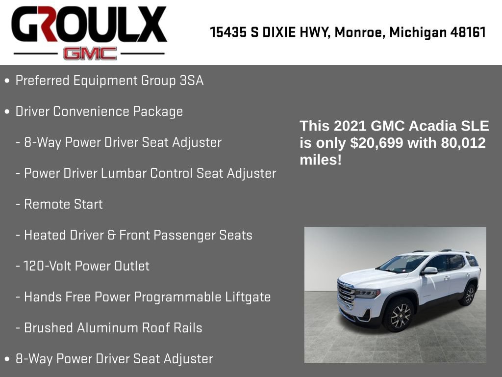 Used 2021 GMC Acadia SLE w/ Driver Convenience Package AWD/4WD image 8