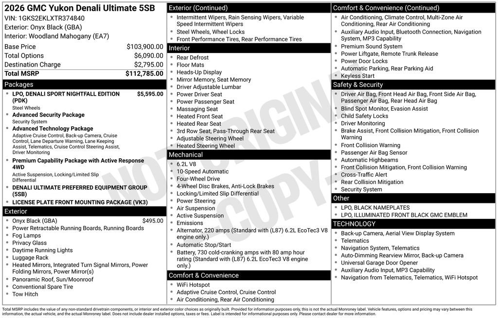 New 2026 GMC Yukon Denali Ultimate AWD/4WD image 2