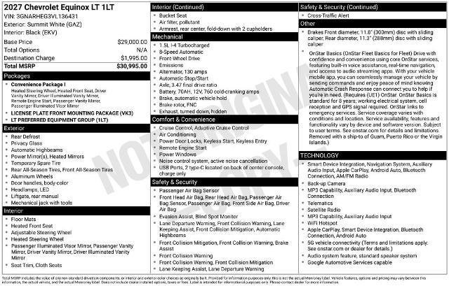 New 2027 Chevrolet Equinox LT FWD image 33