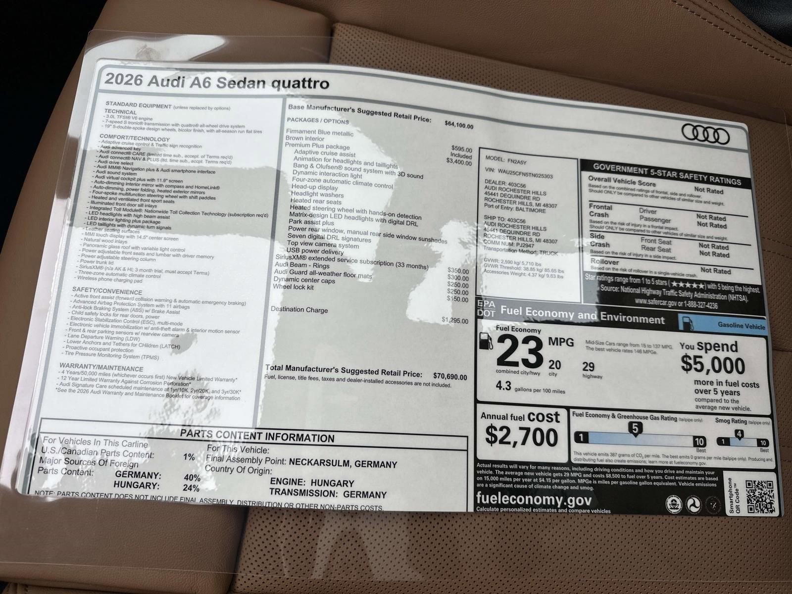 New 2026 Audi A6 Premium Plus AWD/4WD image 33