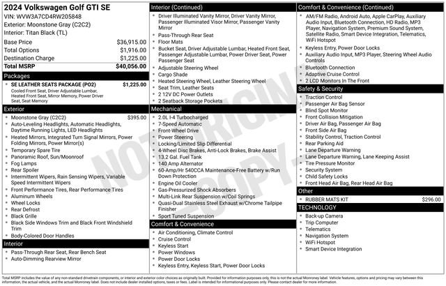 Certified 2024 Volkswagen GTI SE w/ SE Leather Seats Package image 42
