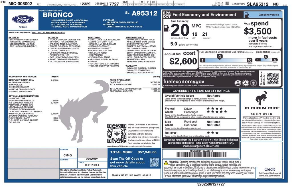 Certified 2025 Ford Bronco Outer Banks AWD/4WD image 9