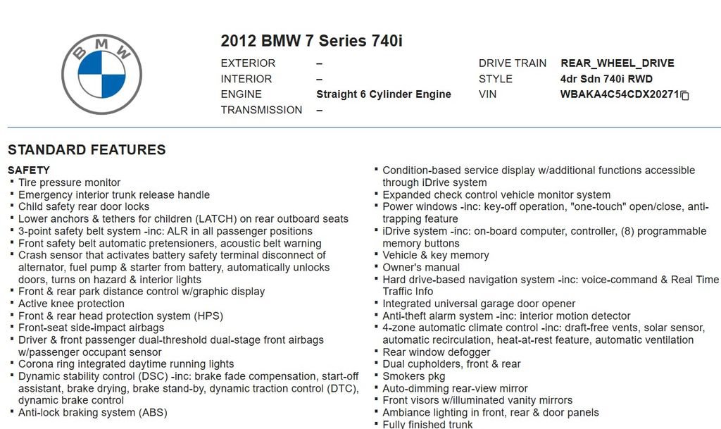 Used 2012 BMW 740i RWD image 31