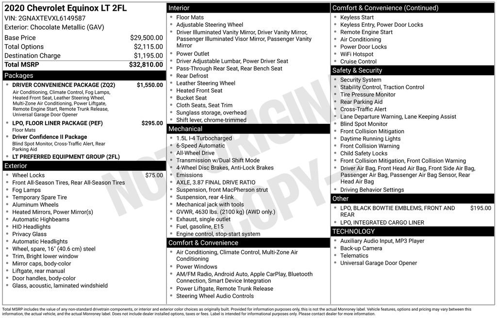 Used 2020 Chevrolet Equinox LT w/ Driver Convenience Package AWD/4WD image 24