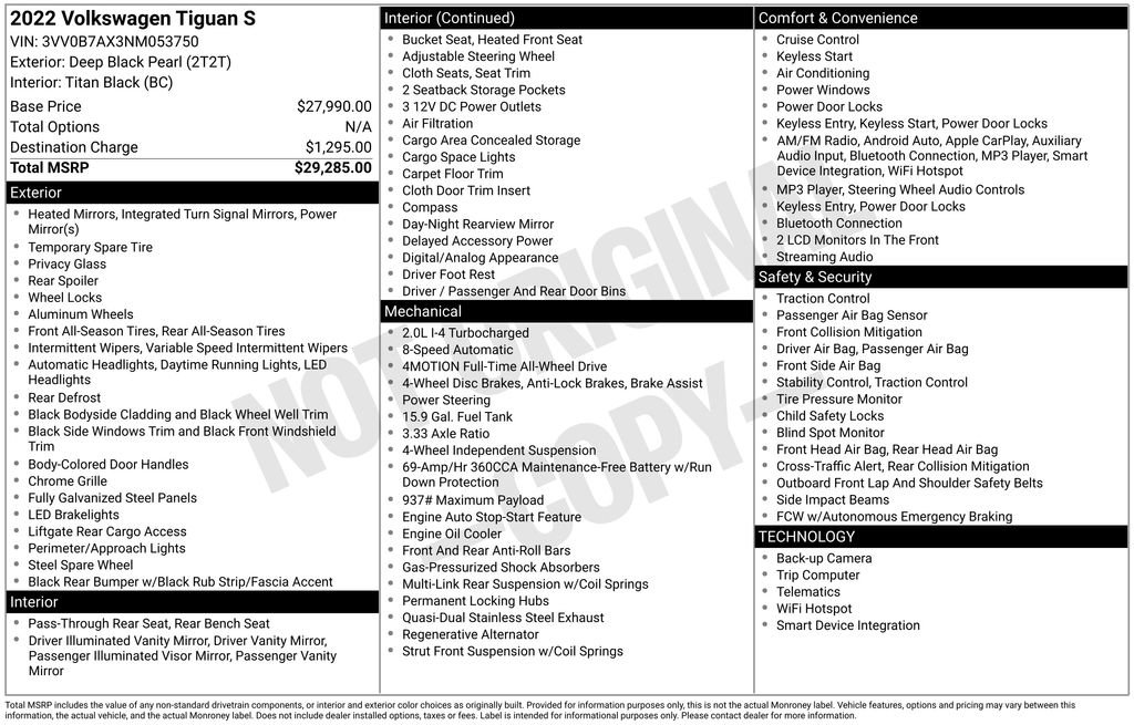 Used 2022 Volkswagen Tiguan S image 10