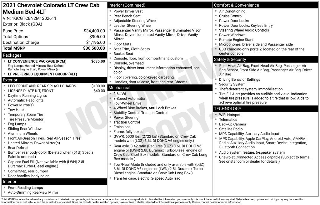 Certified 2021 Chevrolet Colorado LT w/ LT Convenience Package AWD/4WD image 11