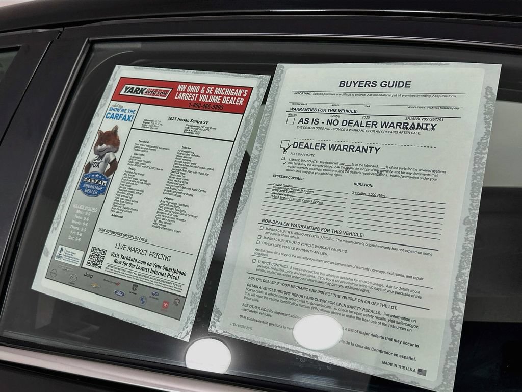 Used 2025 Nissan Sentra SV FWD image 13