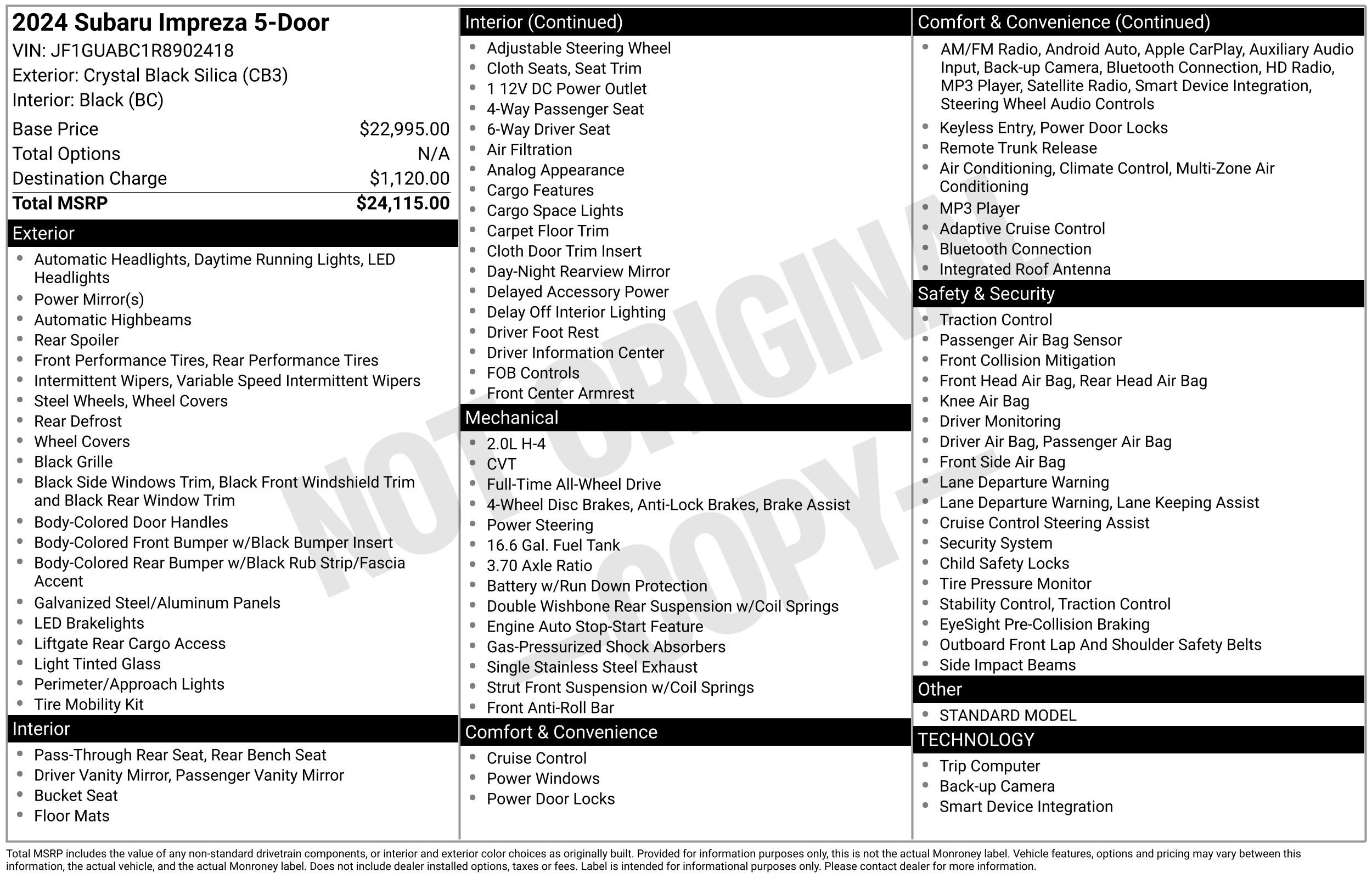 Used 2024 Subaru Impreza 2.0i image 45