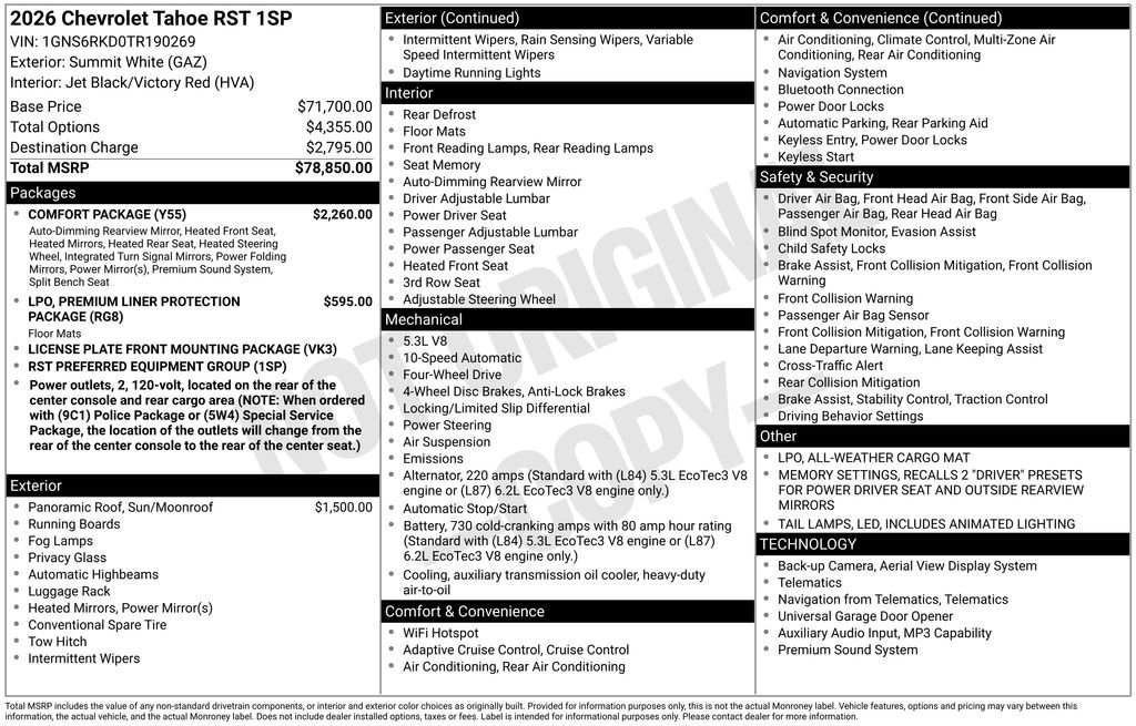 Used 2026 Chevrolet Tahoe RST w/ Comfort Package AWD/4WD image 6