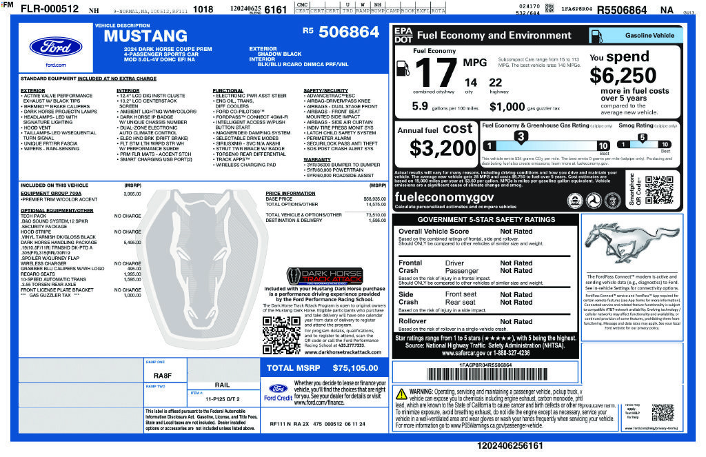 Used 2024 Ford Mustang Dark Horse w/ Dark Horse Handlin Package RWD image 13