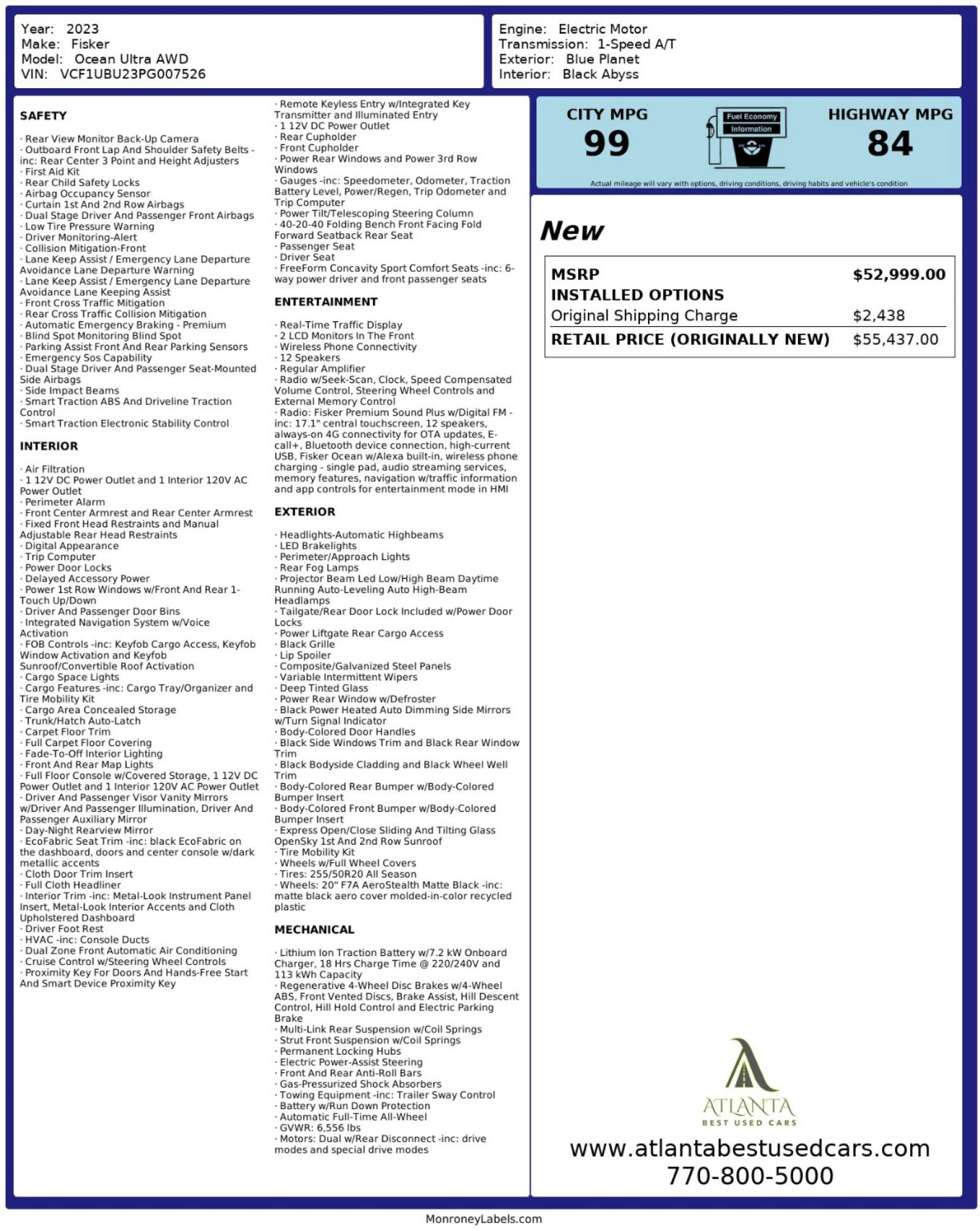 Used 2023 Fisker Ocean Ultra image 50